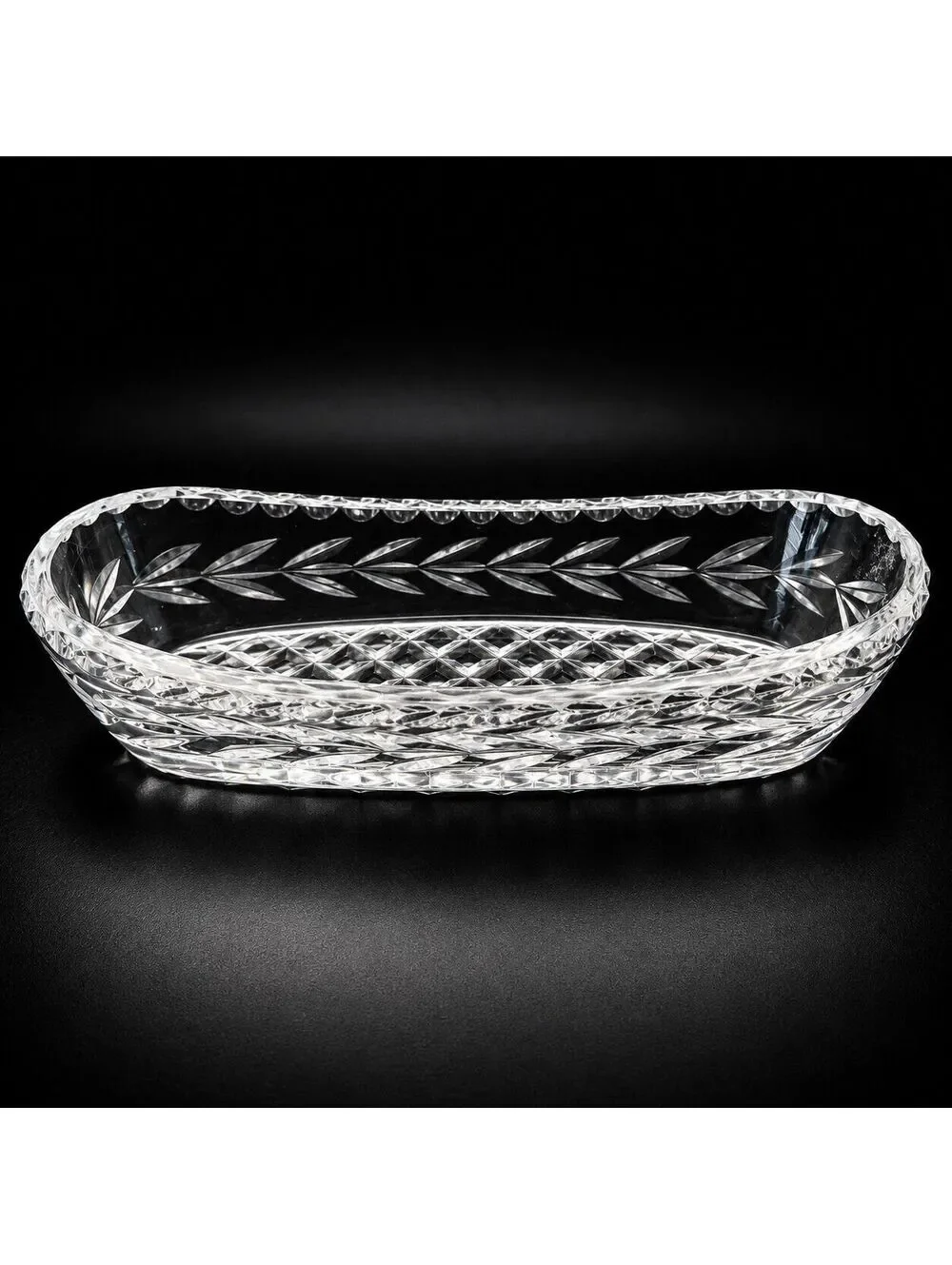 Vtg Waterford Crystal Lismore Olive Relish Celery Tray 10.5